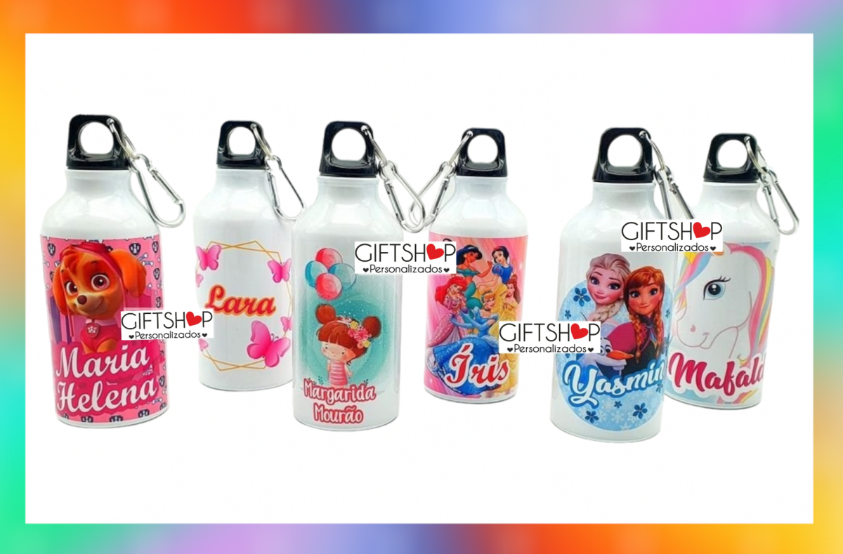 Garrafa "Skye / Borboletas / Princesas / Unicórnio / Balões / Frozen" - Image 1