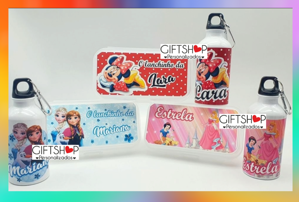 Conjunto Lancheira/Garrafa "Minnie / Princesas /Frozen" - Image 1