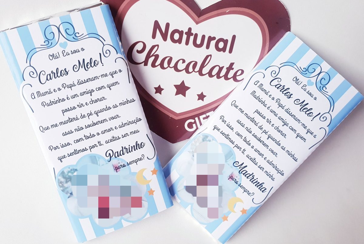 Convite Padrinhos em Tablete Chocolate C/Foto - Image 1