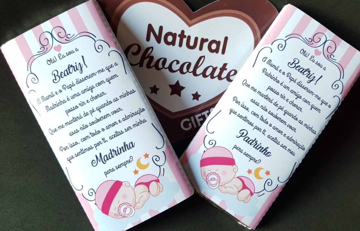 Convite Padrinhos em Tablete Chocolate - Image 1