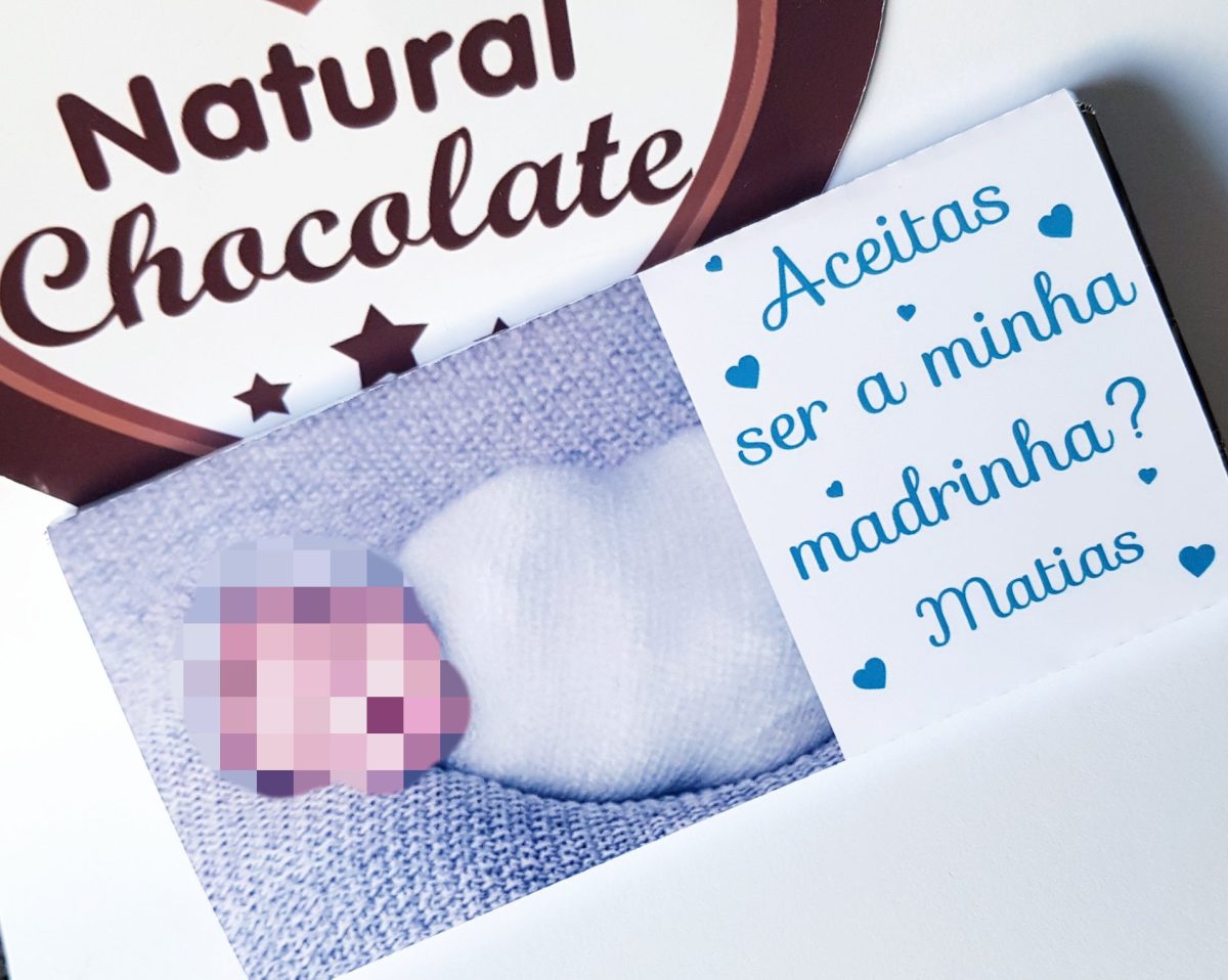 Convite Padrinhos em Tablete Chocolate C/Foto - Image 1