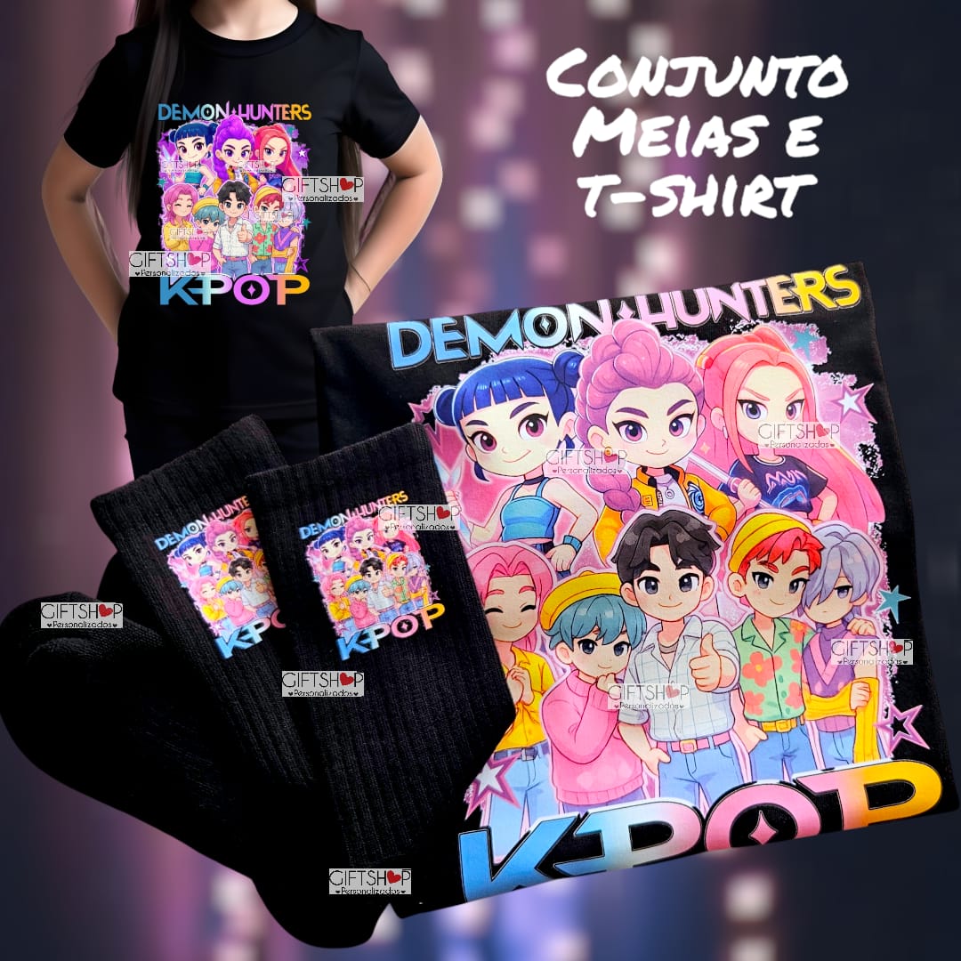 T-shirt + Meias "K-Pop/Demon Hunters" - Image 1
